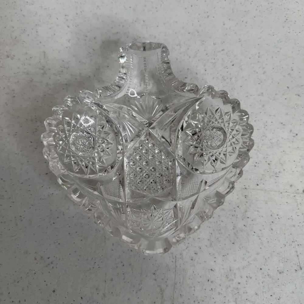 Glass Crystal Style Nappy Dish Hobstar Trinket Dish